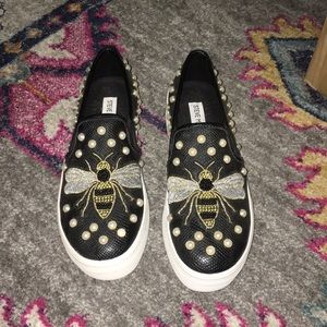 Steve Madden Black and Gold Embellished Sneakers